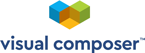 Visual Composer Logo neben einem Website-Entwurf.