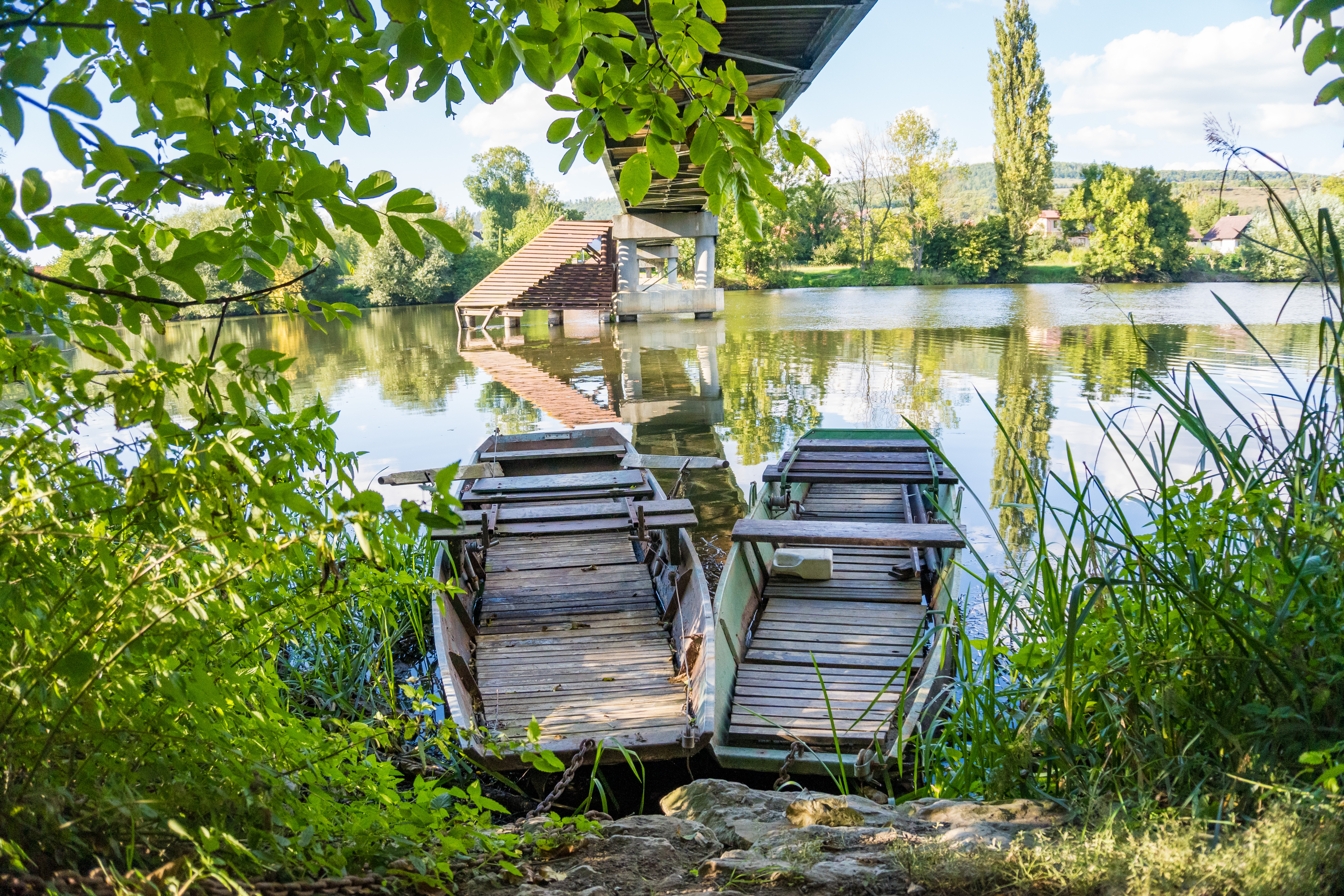 Holzboote im Spreewald