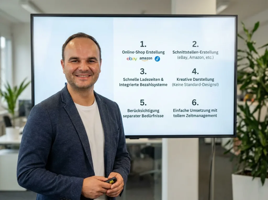 Webdesigner Philipp Ramsch präsentiert 6 Services: Online-Shop-Erstellung, Schnittstellen-Integration und kreative Webdesign-Lösungen