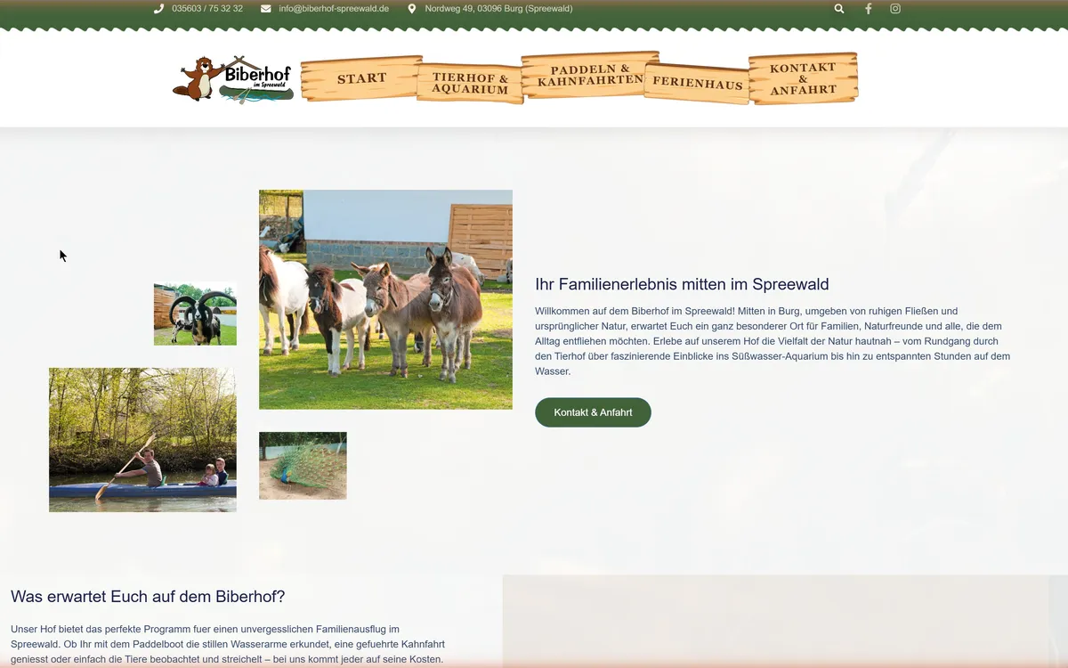 Website-Vorschau: Biberhof im Spreewald