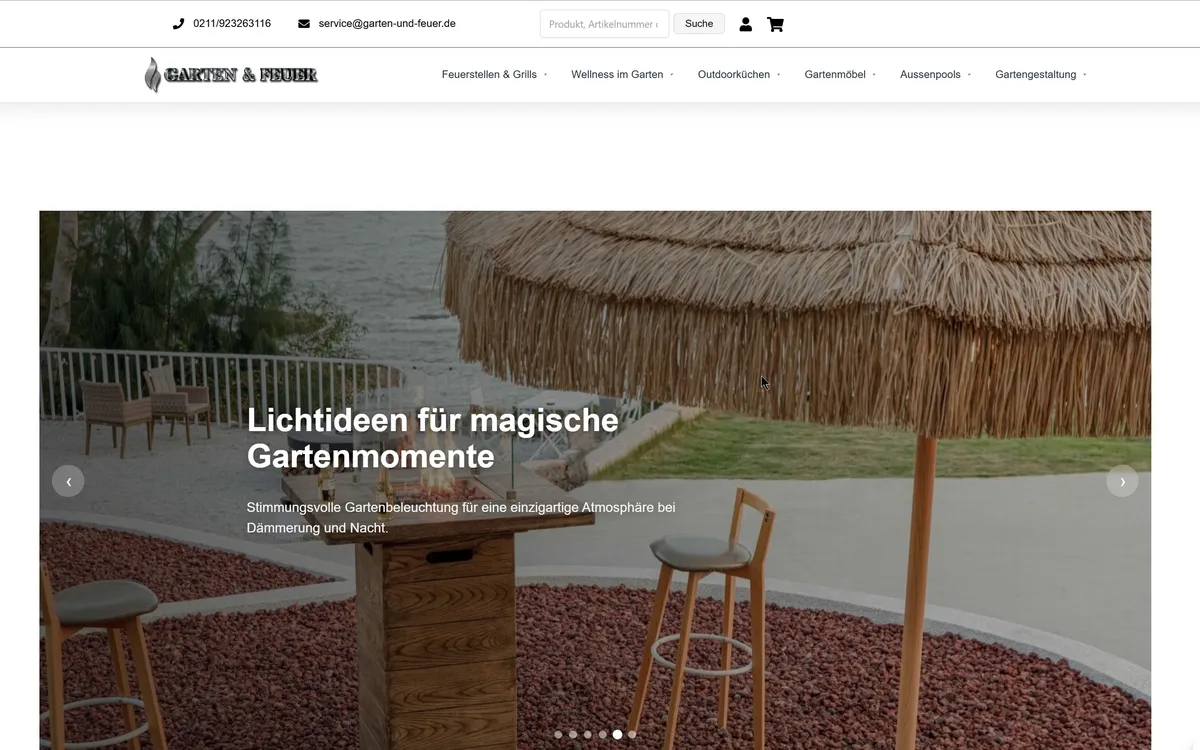 Website-Vorschau: Garten und Feuer