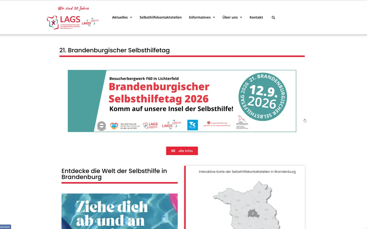 Website-Vorschau: Selbsthilfe Brandenburg (LAGS e.V.)