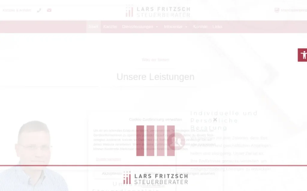 Lars Fritzsch Steuerberater präsentiert Leistungsübersicht mit Beratung, Steuererklärungen und Entlastung im Alltag für Unternehmen