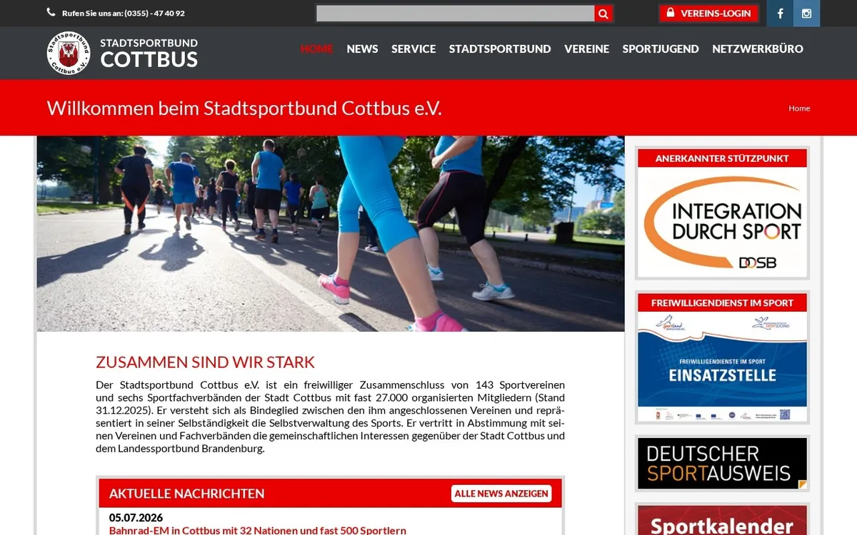 Website-Vorschau: Stadtsportbund Cottbus e.V.